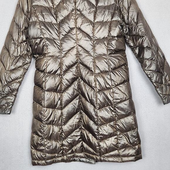 Calvin Klein Puffer Jacket Womens Small Brown Packable Lightweight Down Hooded - Picture 12 of 16